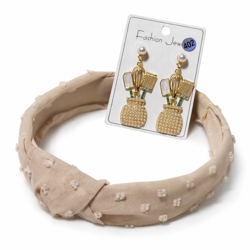 Chic Headband & Bakers Earring Set